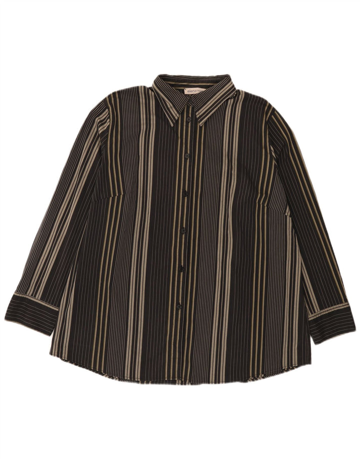 ELENA MIRO Womens Oversized Shirt UK 18 XL Black Striped
