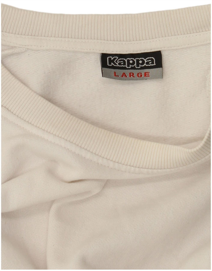 KAPPA Mens Graphic Sweatshirt Jumper Large Off White