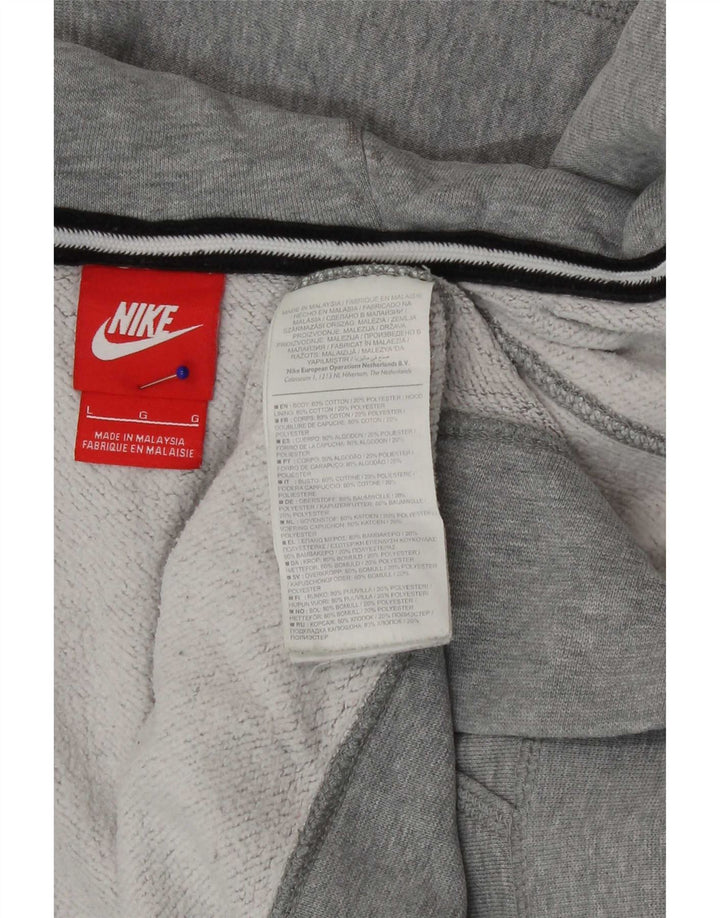 Nike Mens Zip Hoodie Sweater Large Grey Cotton