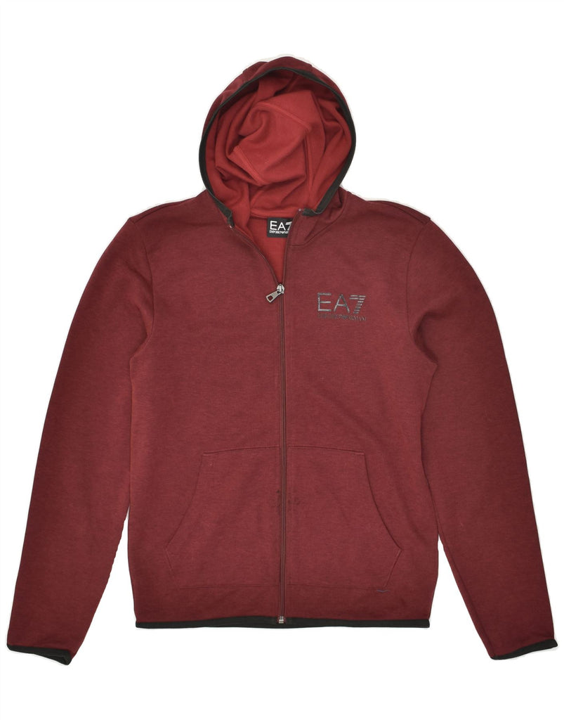 EMPORIO ARMANI Mens Zip Hoodie Sweater XS Maroon Cotton | Vintage Emporio Armani | Thrift | Second-Hand Emporio Armani | Used Clothing | Messina Hembry 