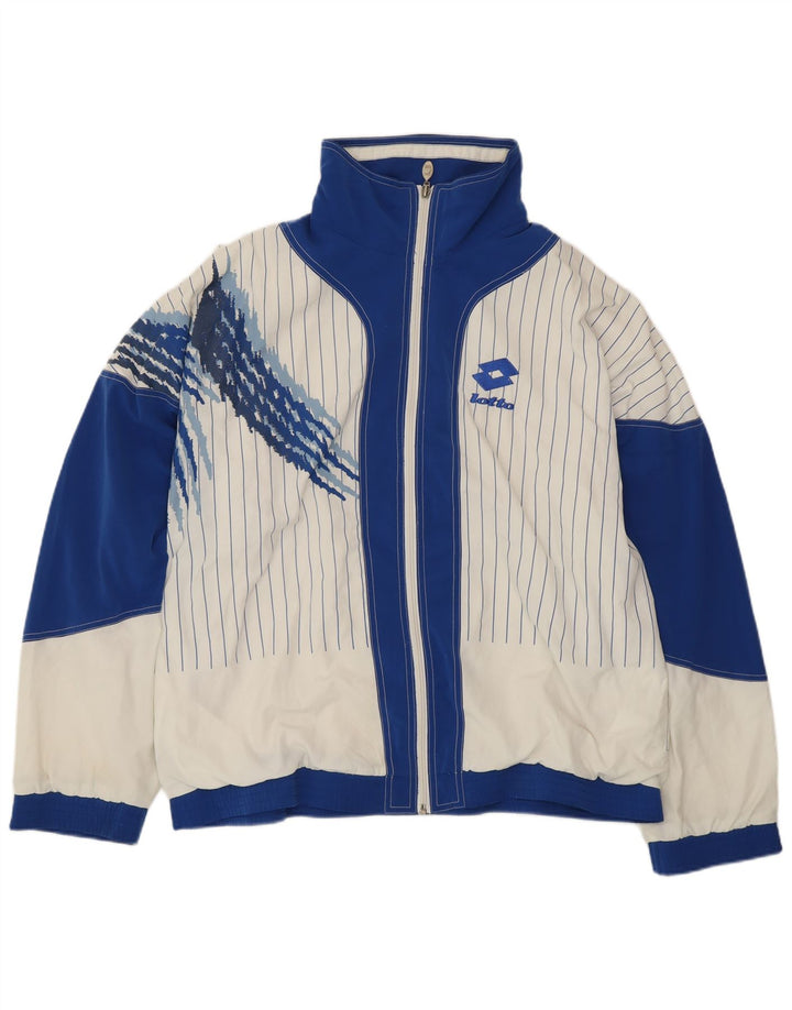 LOTTO Mens Graphic Tracksuit Top Jacket UK 42/44 XL White Colourblock