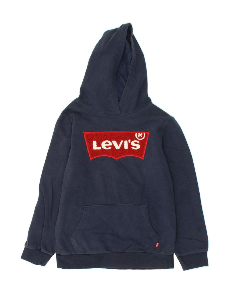 LEVI'S Boys Graphic Hoodie Jumper 9-10 Years Large Navy Blue Cotton | Vintage Levi's | Thrift | Second-Hand Levi's | Used Clothing | Messina Hembry 