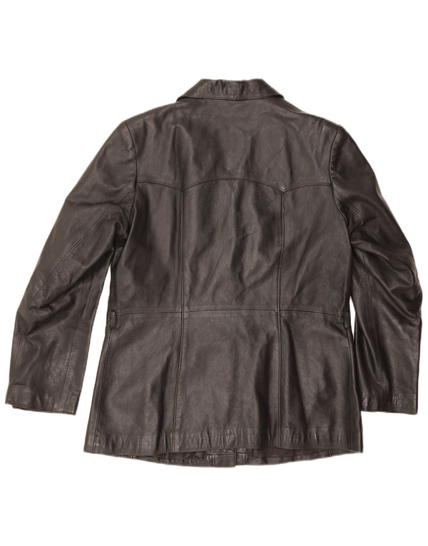 Vintage Womens Leather Jacket EU 42 Large Black Leather