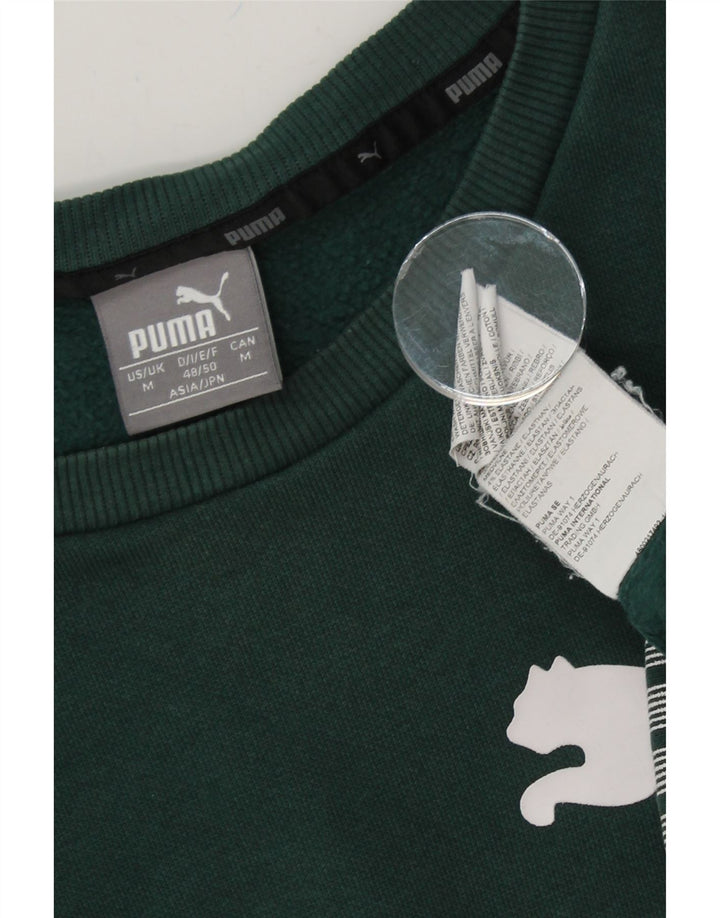 PUMA Mens Graphic Sweatshirt Jumper Medium Green Cotton Vintage Puma and Second-Hand Puma from Messina Hembry 