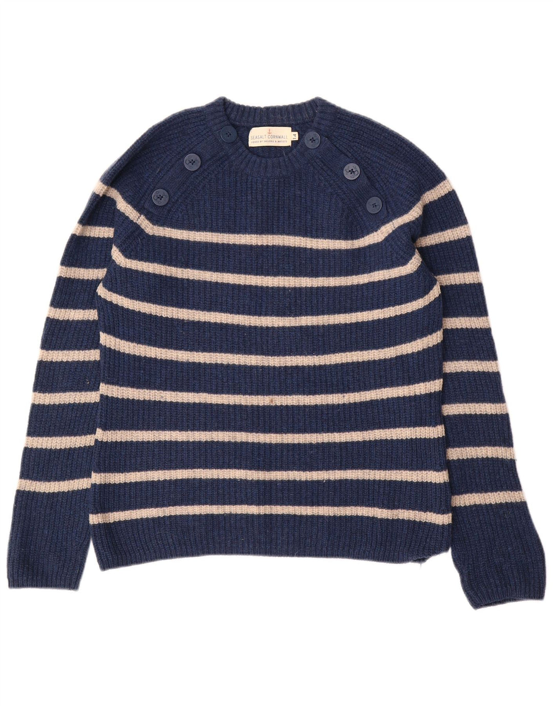 SEASALT CORNWALL Womens Crew Neck Jumper Sweater UK 14 Large  Navy Blue