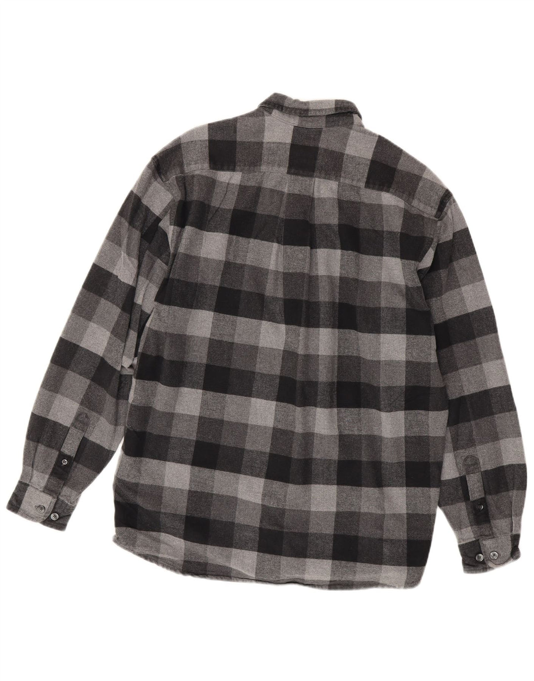 Eddie Bauer Mens Flannel Shirt Medium Grey Gingham Cotton