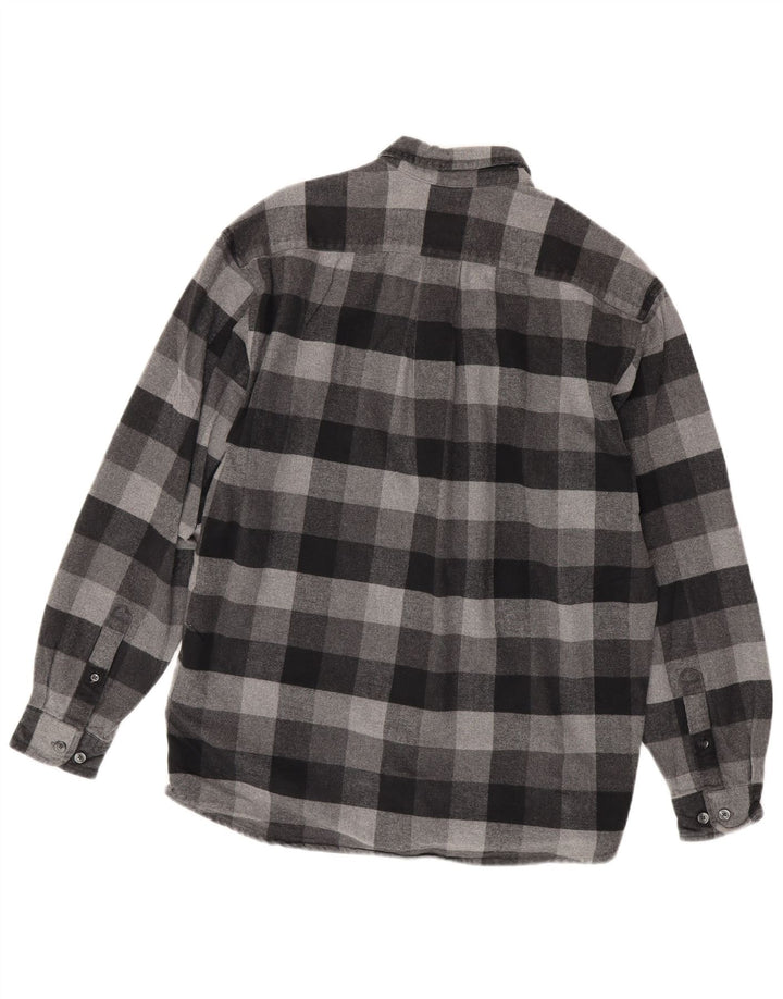 Eddie Bauer Mens Flannel Shirt Medium Grey Gingham Cotton
