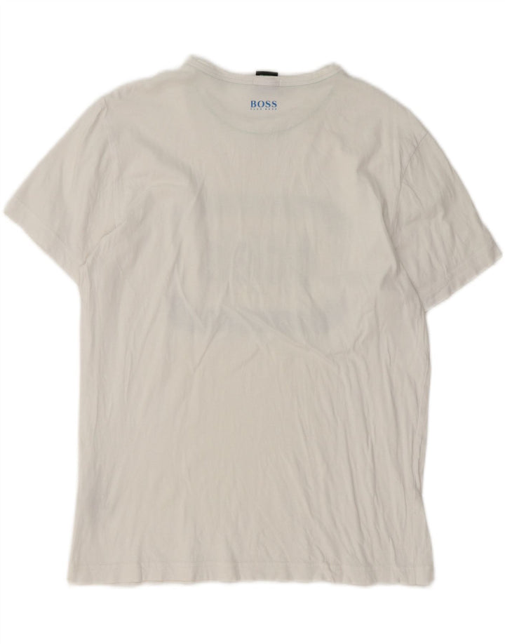 Hugo Boss Mens Regular Fit Graphic T-Shirt Top Medium White Cotton