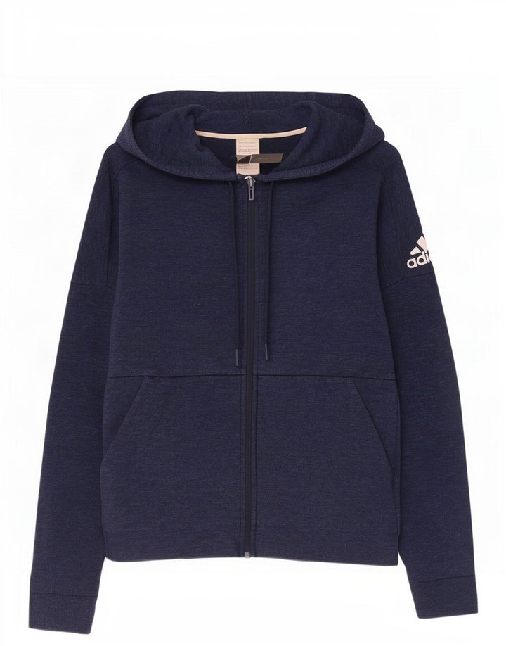 Adidas Mens Zip Hoodie Sweater Medium Navy Blue Cotton