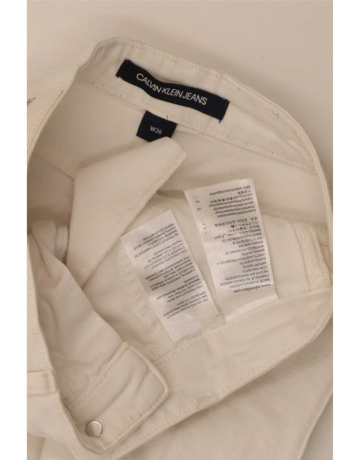 Calvin Klein Jeans Womens Graphic Mini Skirt W26 Small White Cotton