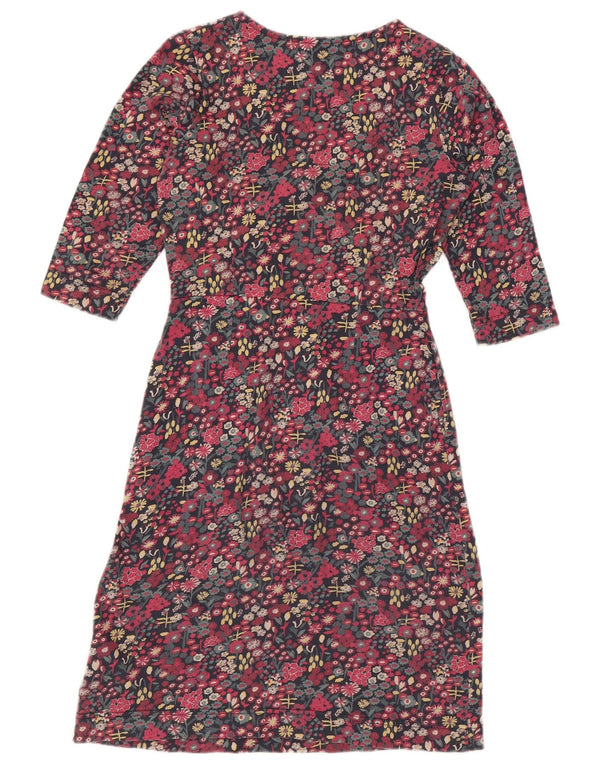 Weird Fish Womens 3/4 Sleeve A-Line Dress UK 8 Small Multicoloured Floral