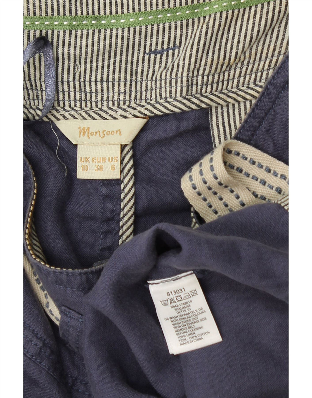 MONSOON Womens Mini Skirt UK 10 Small W28  Navy Blue Linen