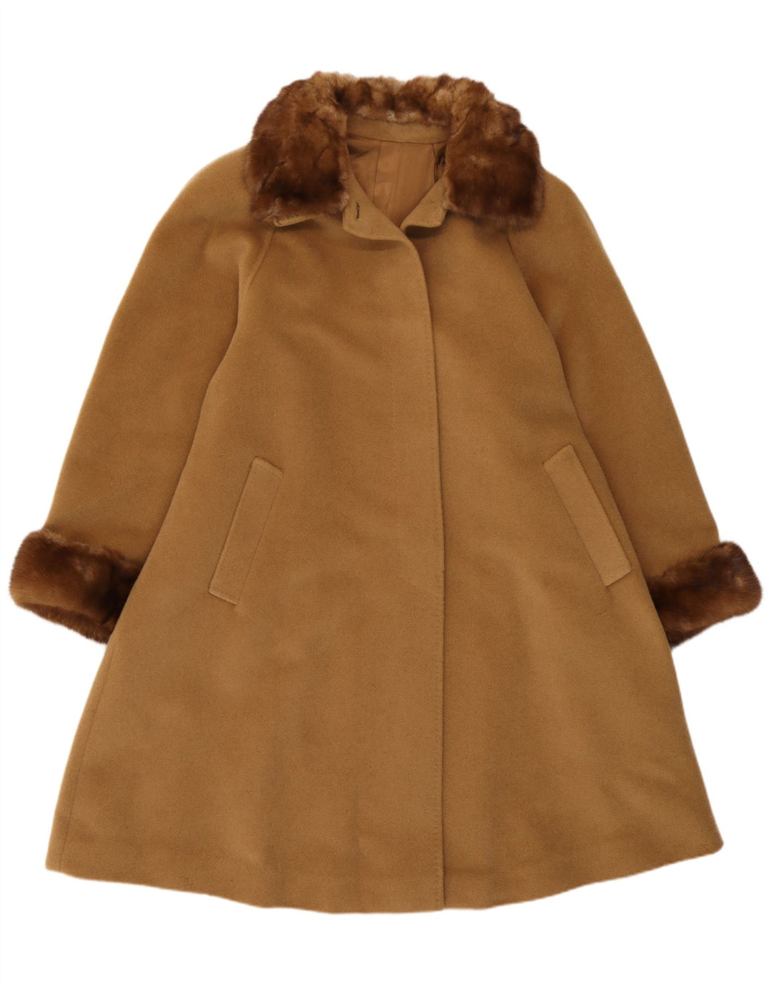 Vintage Womens Loose Fit Overcoat UK 14 Medium Brown
