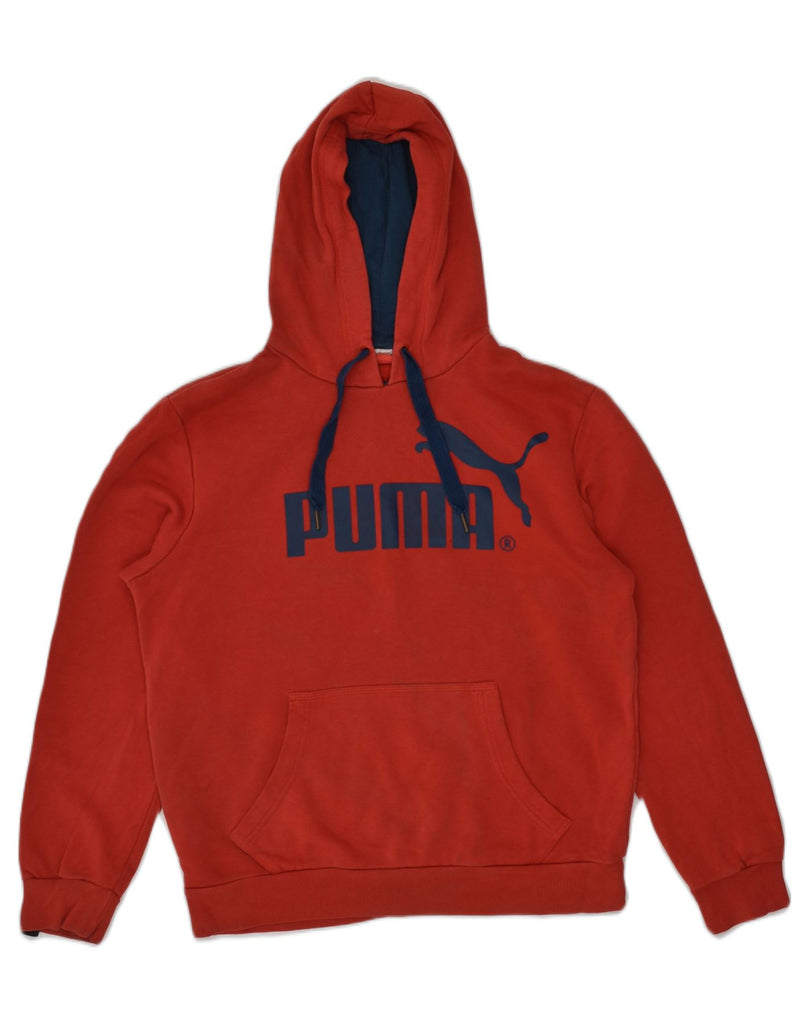 PUMA Mens Graphic Hoodie Jumper Medium Red Cotton | Vintage Puma | Thrift | Second-Hand Puma | Used Clothing | Messina Hembry 