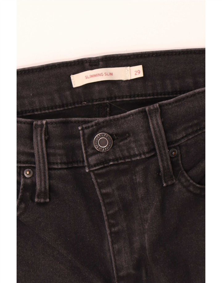 Levi's Womens Slimming Slim Jeans W29 L32 Black Cotton