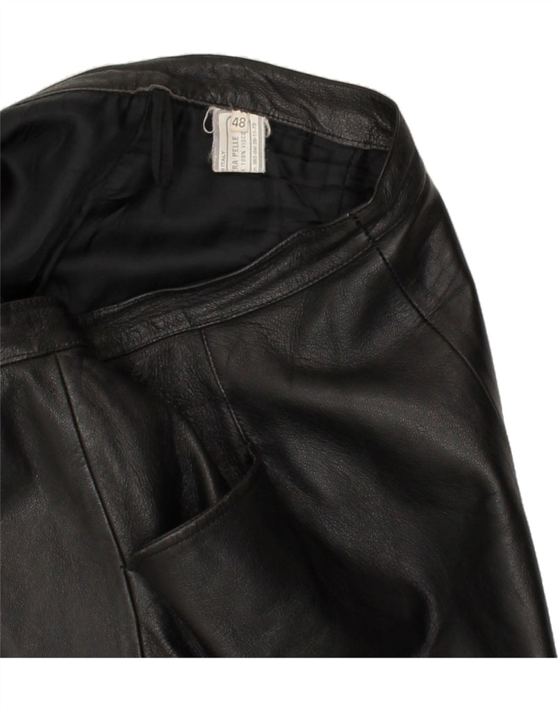 VINTAGE Womens Leather Skirt IT 48 XL W30 Black Leather | Vintage Vintage | Thrift | Second-Hand Vintage | Used Clothing | Messina Hembry 