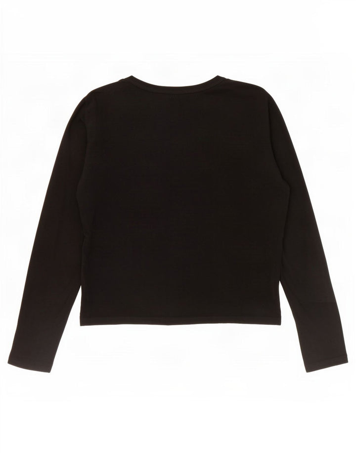 Zara Womens Crop Top Long Sleeve UK 12 Medium Black