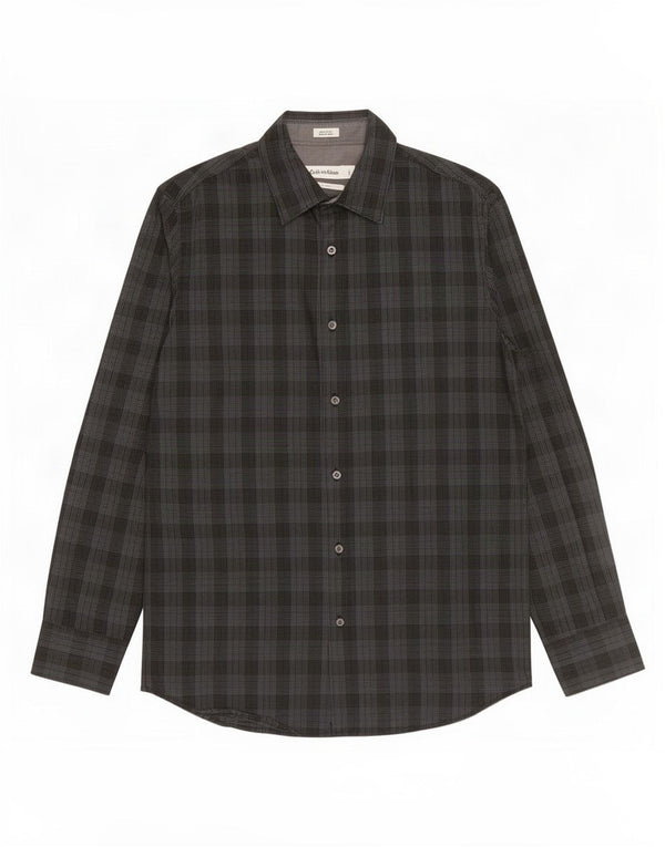 Calvin Klein Mens Modern Fit Shirt Small Grey Check Cotton