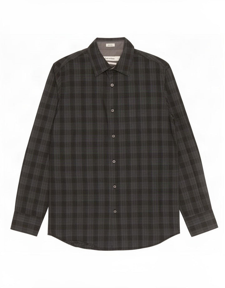Calvin Klein Mens Modern Fit Shirt Small Grey Check Cotton