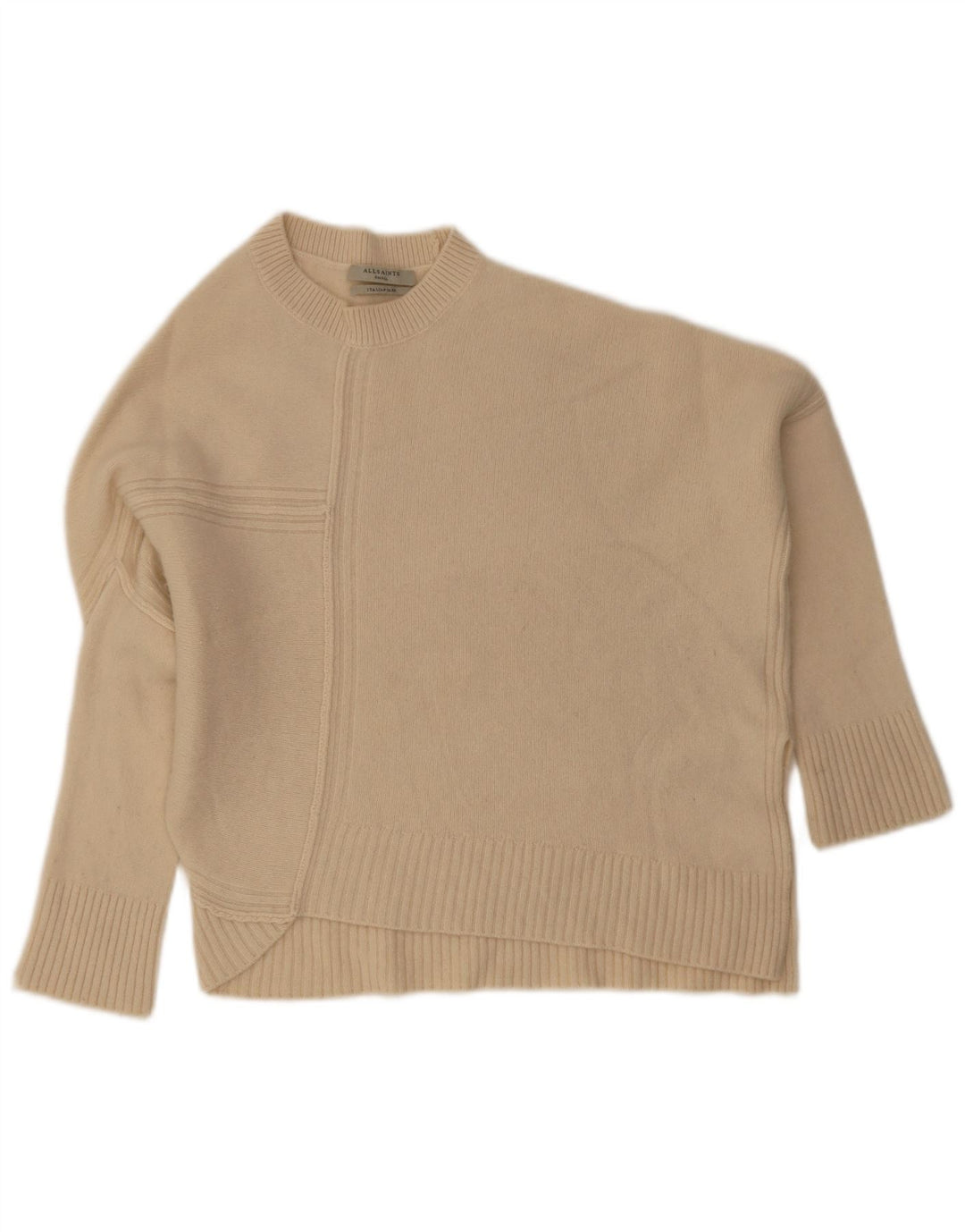 All Saints Womens Batwing Crew Neck Jumper Sweater UK 10 Small Off White