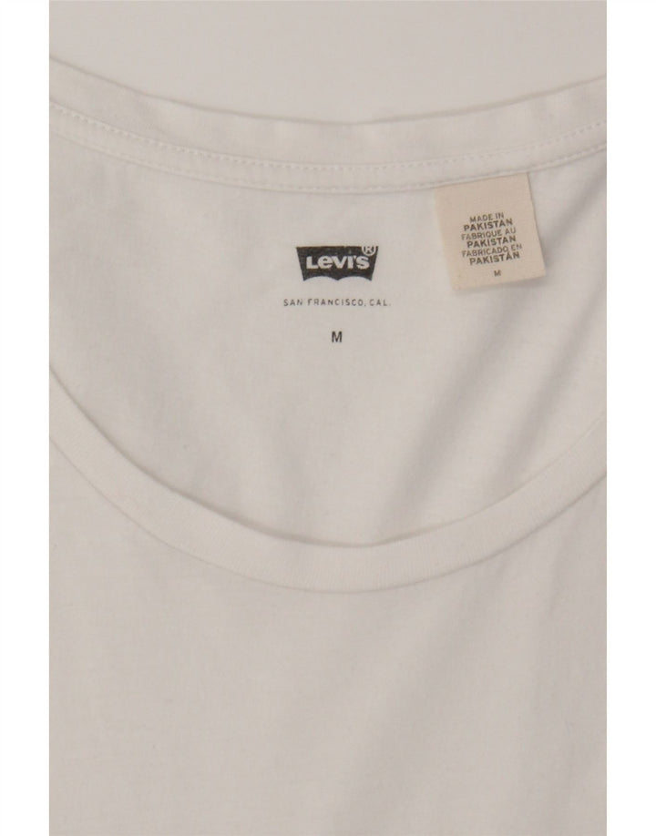 LEVI'S Womens Graphic Vest Top UK 12 Medium White Cotton Vintage Levi's and Second-Hand Levi's from Messina Hembry 