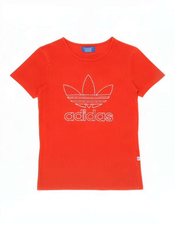 Adidas Womens Graphic T-Shirt Top UK 8 Small Red Cotton