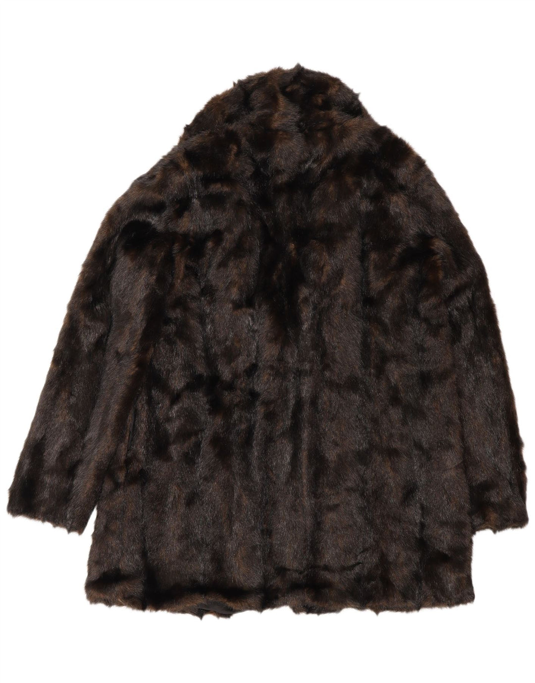 Zara Womens Faux Fur Oversized Overcoat UK 10 Small Brown Polyester Winter