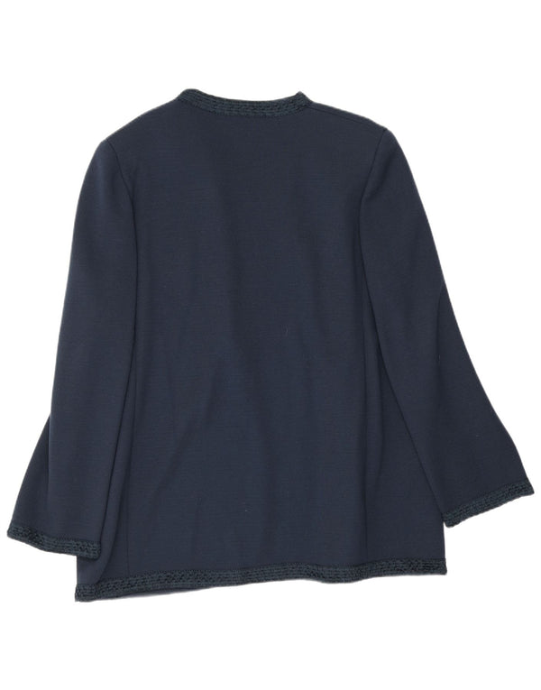 Luisa Spagnoli Womens Open Cardigan Sweater UK 18 XL Navy Blue Virgin Wool