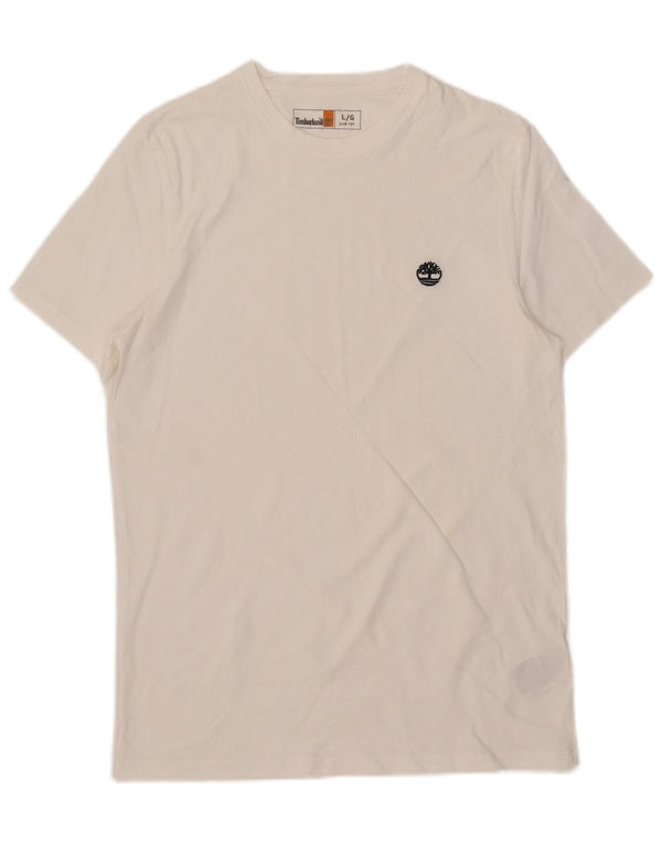 Timberland Mens Slim Fit T-Shirt Top Large White Cotton