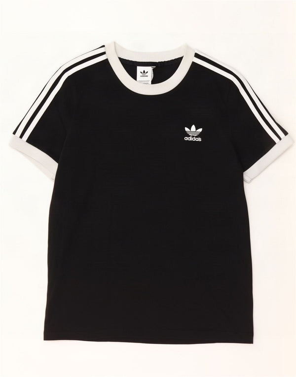 Adidas Womens T-Shirt Top UK 14 Medium Black Cotton