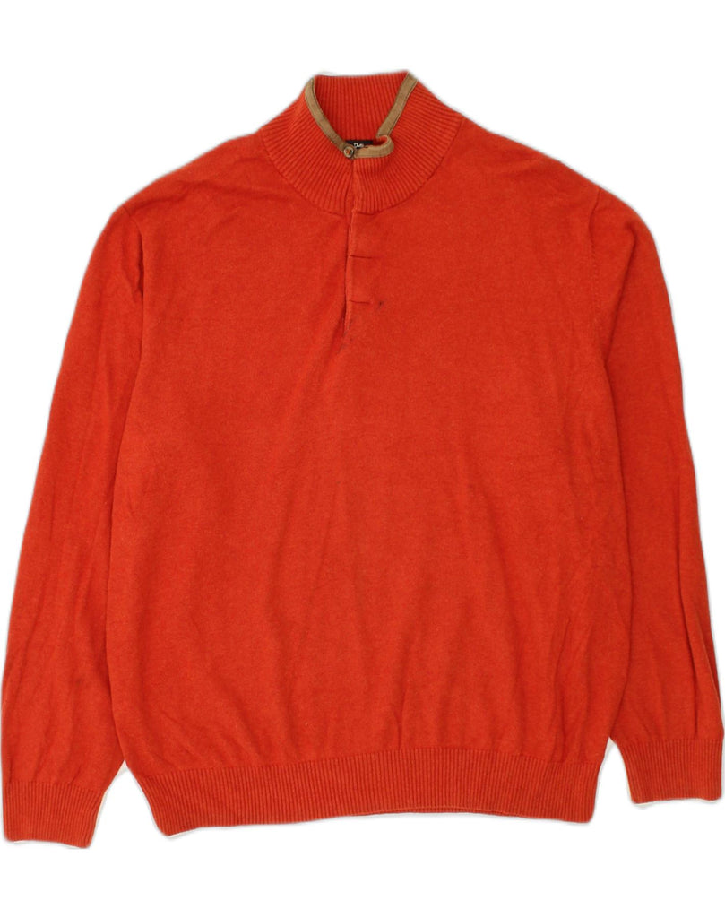 MASSIMO DUTTI Mens Button Neck Jumper Sweater 2XL Red Cotton | Vintage Massimo Dutti | Thrift | Second-Hand Massimo Dutti | Used Clothing | Messina Hembry 