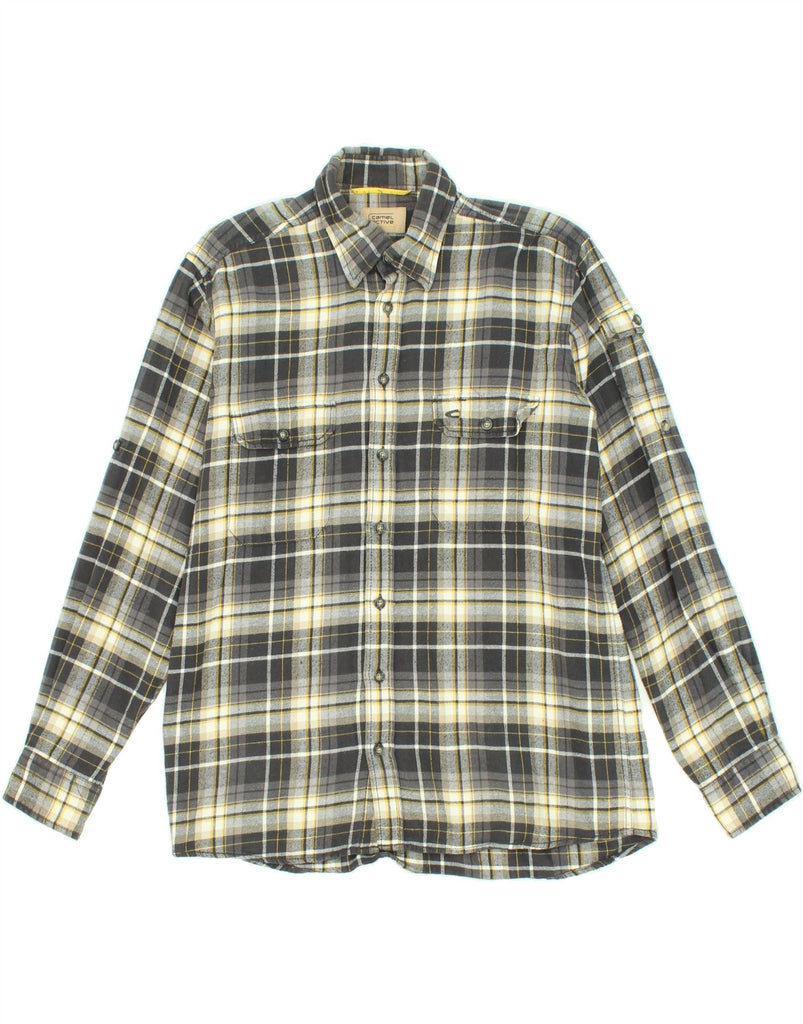 CAMEL ACTIVE Mens Flannel Shirt Large Grey Check Cotton Vintage Camel Active and Second-Hand Camel Active from Messina Hembry 