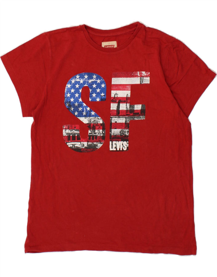 LEVI'S Boys Graphic T-Shirt Top 15-16 Years Red Cotton Vintage Levi's and Second-Hand Levi's from Messina Hembry 