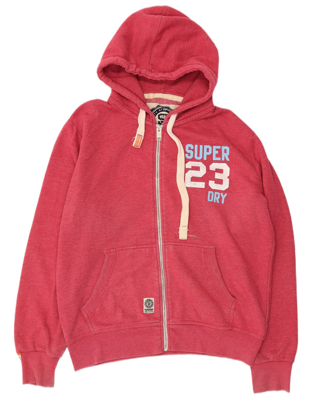 SUPERDRY Mens Graphic Zip Hoodie Sweater 2XL Red Cotton