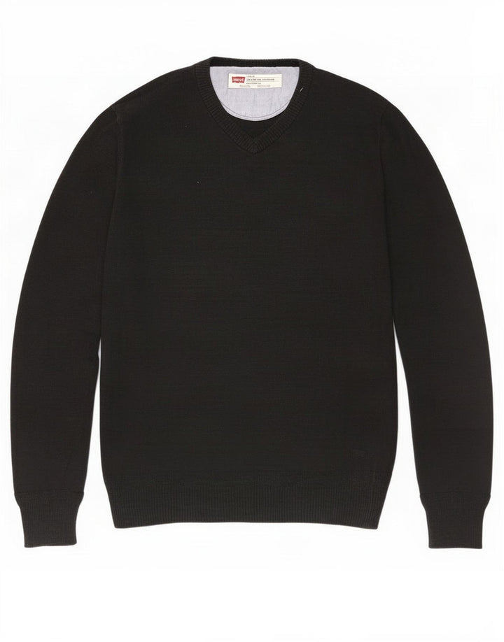 Levi's Mens Slim Fit V-Neck Jumper Sweater Small Black