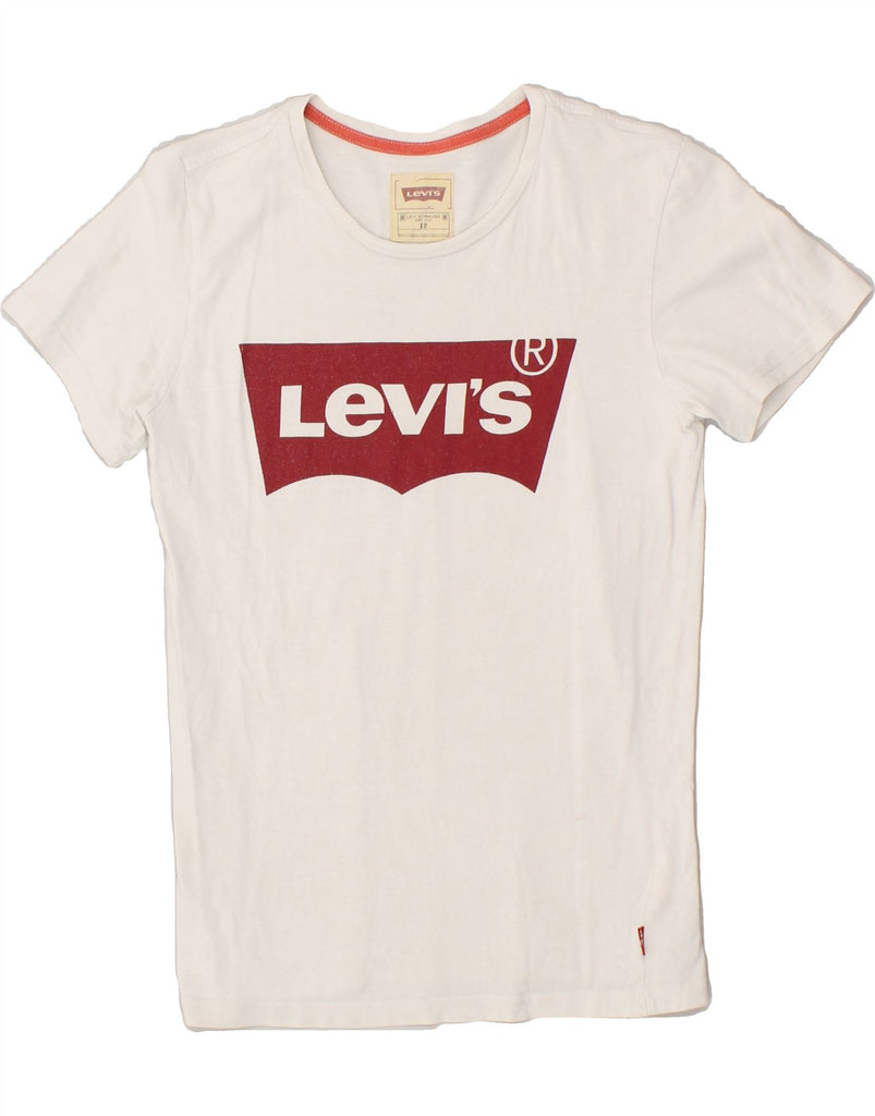 LEVI'S Girls Graphic T-Shirt Top 11-12 Years White Cotton Vintage Levi's and Second-Hand Levi's from Messina Hembry 