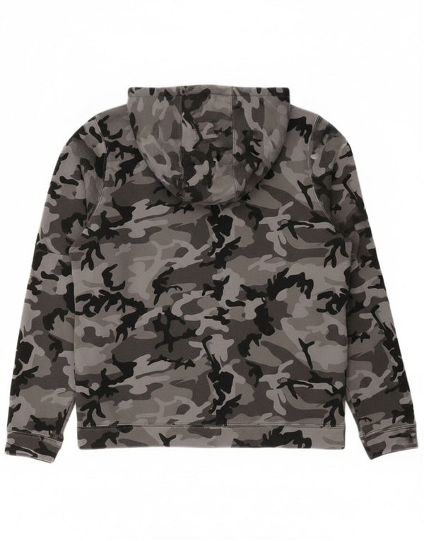 Nike Boys Zip Hoodie Sweater 13-14 Years XL Grey Camouflage Cotton