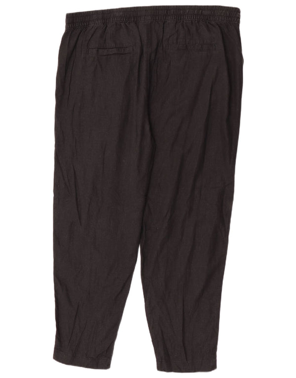 Marks & Spencer Womens Tapered Casual Trousers UK 22 3XL W44 L29 Black