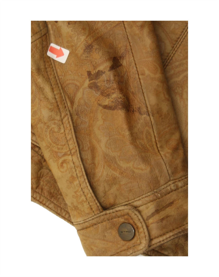 ETRO Womens Jacket IT 42 Medium Brown Paisley Leather Biker Vintage Etro and Second-Hand Etro from Messina Hembry 