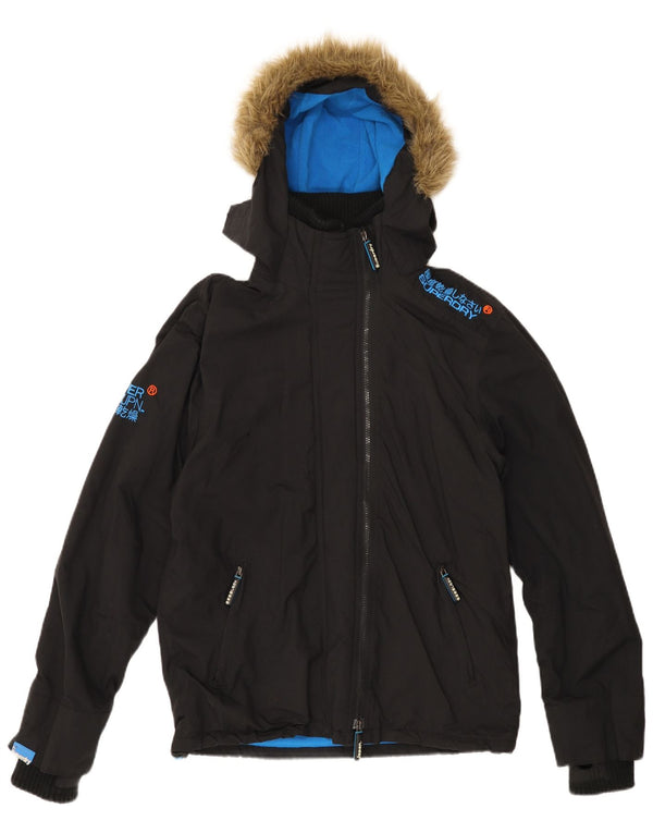 SUPERDRY Mens Windcheater Hooded Windbreaker Jacket UK 40 Large Black