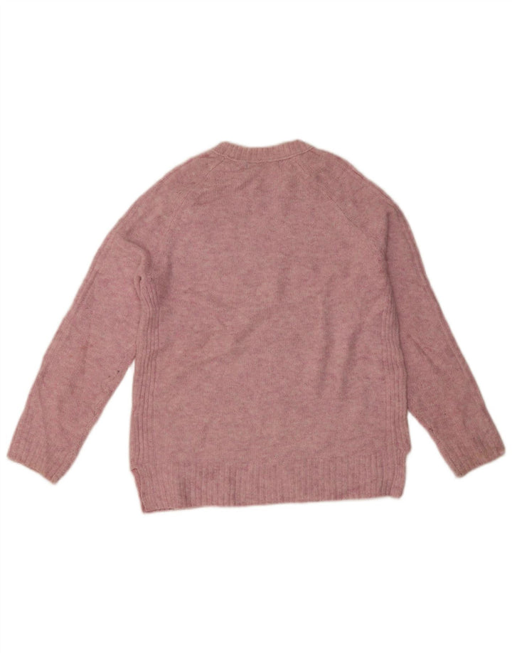 Marks & Spencer Womens Crew Neck Jumper Sweater Small Pink Flecked Acrylic