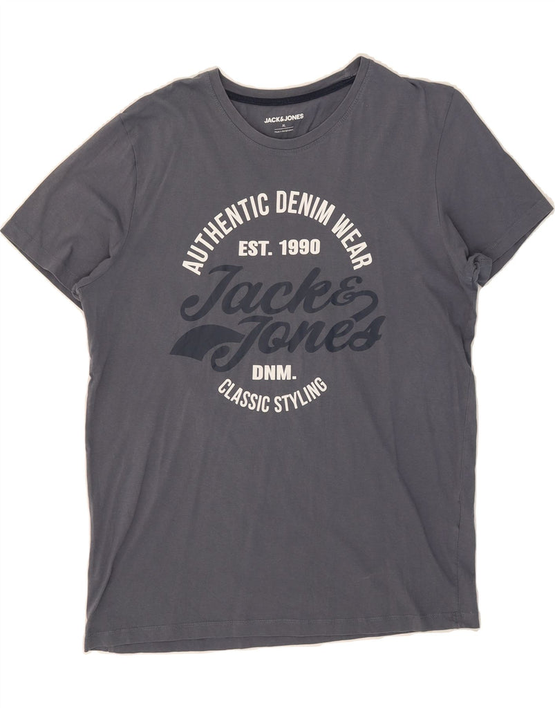 JACK & JONES Mens Graphic T-Shirt Top XL Grey Cotton Vintage Jack & Jones and Second-Hand Jack & Jones from Messina Hembry 