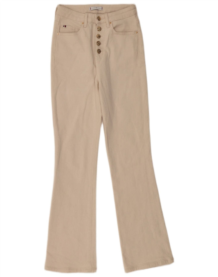 TOMMY HILFIGER Womens Flared Jeans W26 L30 Beige Cotton