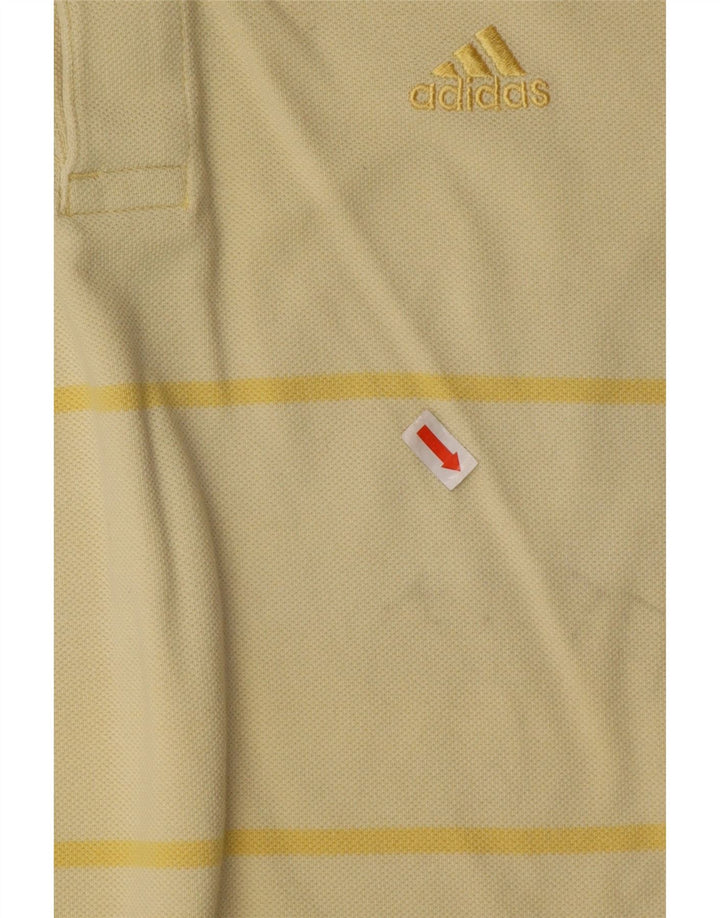 Adidas Mens Polo Shirt Small Yellow Striped Cotton