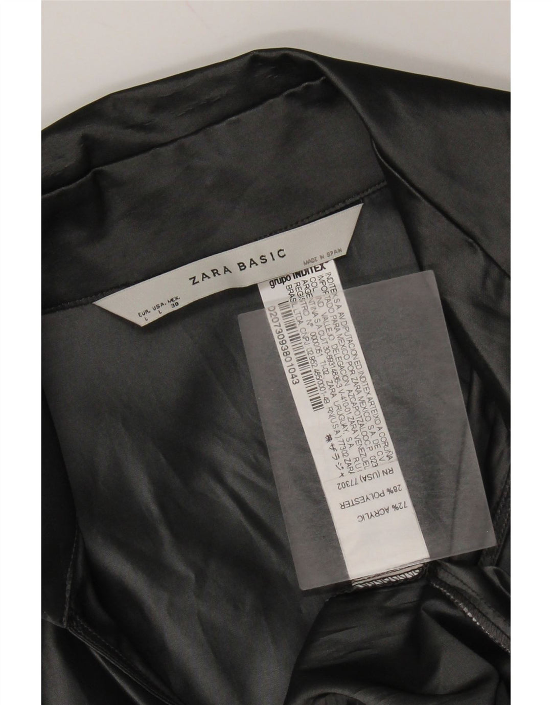 Zara Womens Wrap 3/4 Sleeve Shirt Blouse UK 14 Large Grey Acrylic