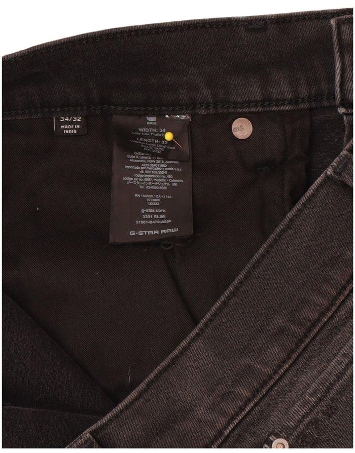 G-Star Mens Slim Jeans W34 L32 Grey Cotton