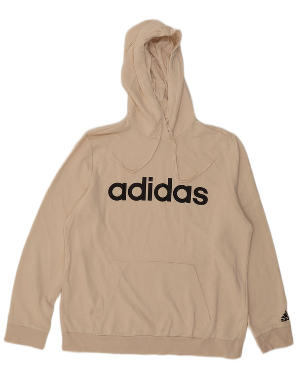 Adidas Womens Graphic Hoodie Jumper UK 20/22 XL Off White Cotton