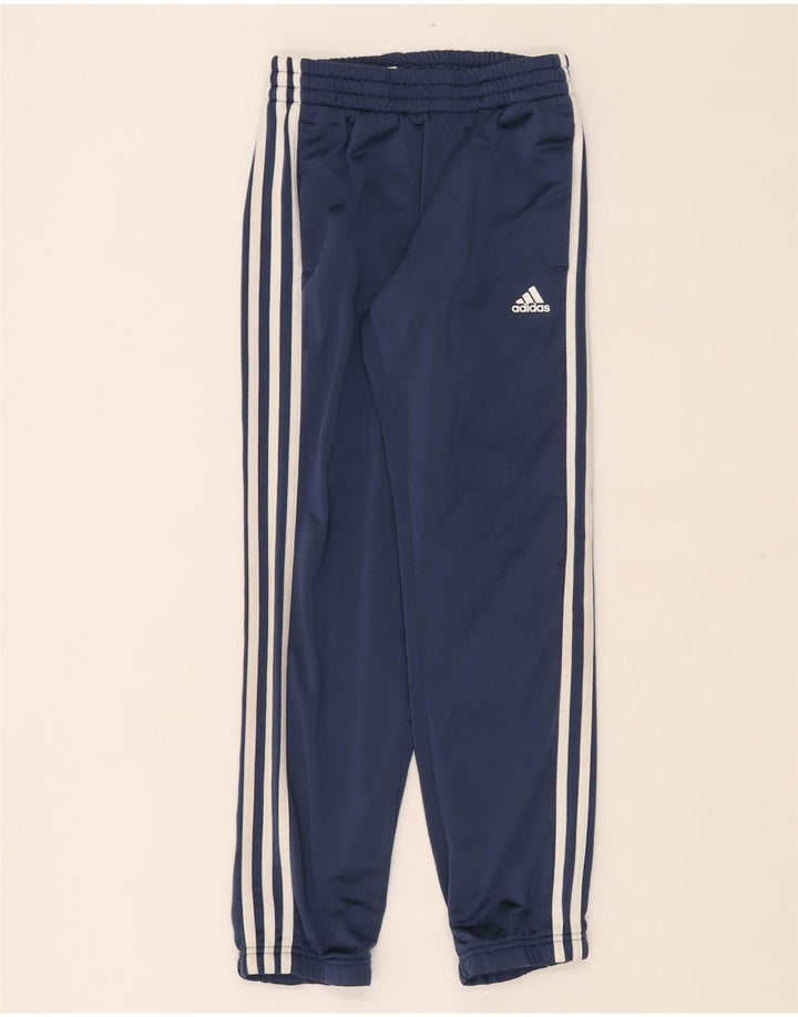 Adidas Boys Tracksuit Trousers Joggers 9-10 Years Navy Blue Polyester