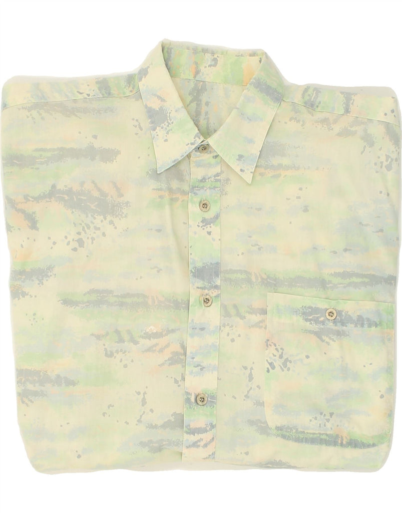 VINTAGE Mens Abstract Pattern Short Sleeve Shirt Large Green Polyester | Vintage Vintage | Thrift | Second-Hand Vintage | Used Clothing | Messina Hembry 