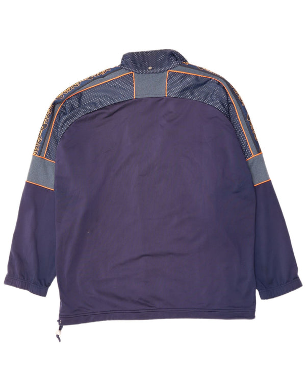 ASICS Mens Graphic Tracksuit Top Jacket 2XL Navy Blue Polyester